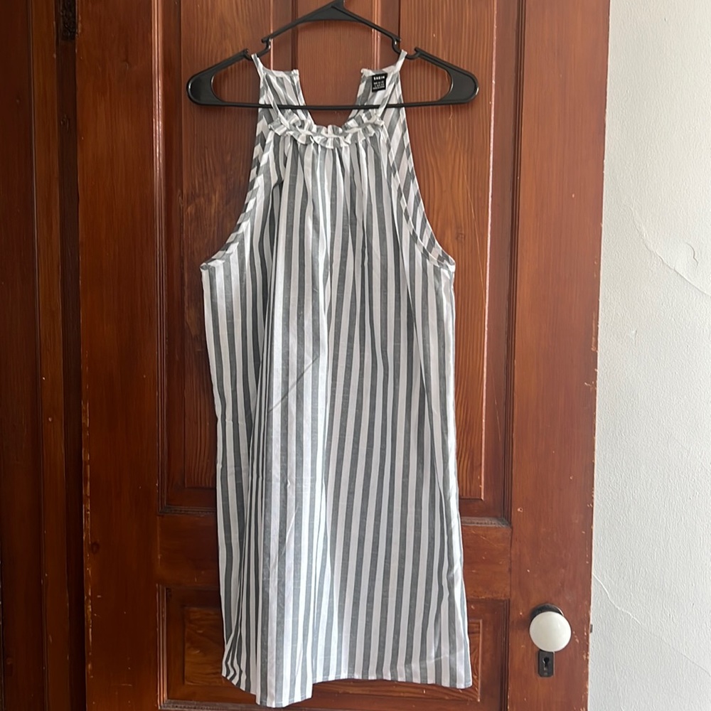 Ruffle neck halter dress
